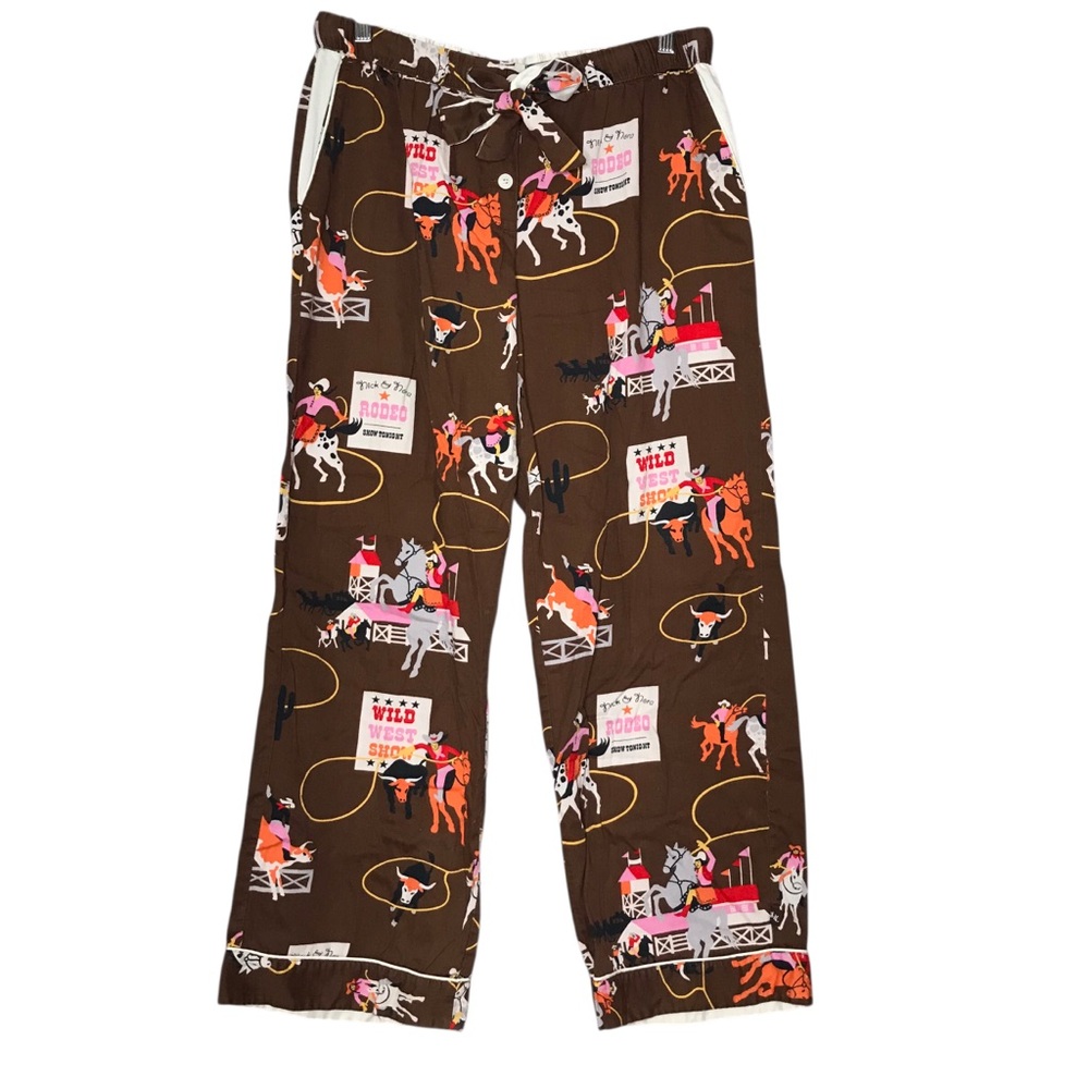 Nick & Nora Western Cowboy Rodeo Horse Pajama Pants Cotton Flannel Size Large